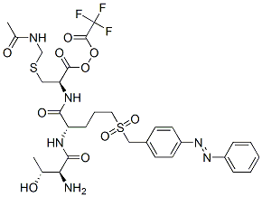 2-[[[4-(phenylazo)phenyl]methyl]sulphonyl]ethyl S-(acetamidomethyl)-N-(N-L-threonyl-L-seryl)-L-cysteinate, mono(perfluoroacetate)  Struktur