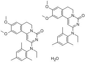 4H-Pyrimido(6,1-a)isoquinolin-4-one, 6,7-dihydro-9,10-dimethoxy-2-(eth yl(2,4,6-trimethylphenyl)amino)-, hydrate (2:1) Struktur