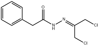 N'-[2-Chloro-1-(chloromethyl)ethylidene]-2-phenylacetohydrazide Struktur