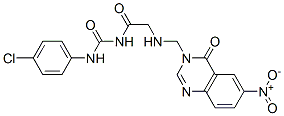 N-[(4-chlorophenyl)carbamoyl]-2-[(6-nitro-4-oxo-quinazolin-3-yl)methyl amino]acetamide Struktur