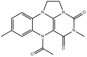 4H,7H-Benz[g]imidazo[1,2,3-ij]pteridine-4,6(5H)-dione,  7-acetyl-1,2-dihydro-5,9-dimethyl- Struktur