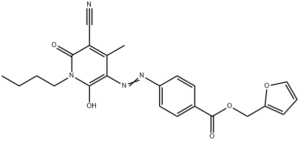 2-furanylmethyl 4-[(1-butyl-5-cyano-1,6-dihydro-2-hydroxy-4-methyl-6-oxopyridin-3-yl)azo]benzoate Struktur