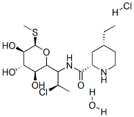 (2S,4R)-N-[2-chloro-1-[(2R,3S,4S,5R,6R)-3,4,5-trihydroxy-6-methylsulfanyl-oxan-2-yl]propyl]-4-ethyl-piperidine-2-carboxamide hydrate hydrochloride Struktur