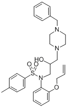 Benzenesulfonamide, N-(2-hydroxy-3-(4-(phenylmethyl)-1-piperazinyl)pro pyl)-4-methyl-N-(2-(2-propentyloxy)phenyl)- Struktur