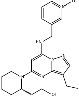 (2S)-1-[3-Ethyl-7-[[(1-oxido-3-pyridinyl)methyl]amino]pyrazolo[1,5-a]pyrimidin-5-yl]-2-piperidineethanol Struktur