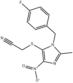 ((1-(p-Fluorobenzyl)-2-methyl-4-nitro-1H-imidazol-5-yl)thio)acetonitri le Struktur