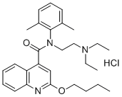 2-[(2-butoxyquinoline-4-carbonyl)-(2,6-dimethylphenyl)amino]ethyl-diet hyl-azanium chloride Struktur