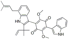 2-(1H-Indol-3-yl)-5-[2-(1,1-dimethyl-2-propenyl)-7-(3-methyl-2-butenyl)-1H-indol-3-yl]-3,6-dimethoxy-2,5-cyclohexadiene-1,4-dione Struktur