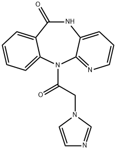 6H-Pyrido(2,3-b)(1,4)benzodiazepin-6-one, 5,11-dihydro-11-(1H-imidazol -1-ylacetyl)-, hydrate Struktur