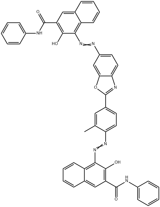 3-hydroxy-4-[[4-[6-[[2-hydroxy-3-[(phenylamino)carbonyl]naphthyl]azo]benzoxazol-2-yl]-2-methylphenyl]azo]-N-phenylnaphthalene-2-carboxamide  Struktur