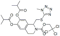 2(1H)-Isoquinolinecarboxylic  acid,  3,4-dihydro-6,7-bis(2-methyl-1-oxopropoxy)-1-[[(1-methyl-1H-tetrazol-5-yl)thio]methyl]-,  2,2,2-trichloroethyl  ester Struktur