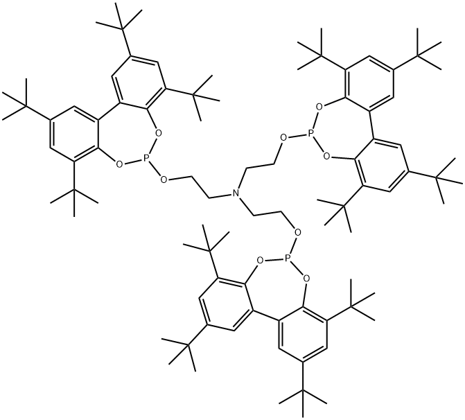 tris[2-[[2,4,8,10-tetra-tert-butyldibenzo[d,f][1,3,2]dioxaphosphepin-6-yl]oxy]ethyl]amine Struktur