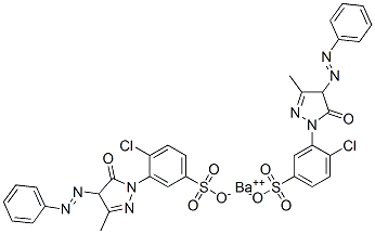 barium 4-chloro-3-[4,5-dihydro-3-methyl-5-oxo-4-(phenylazo)-1H-pyrazol-1-yl]benzenesulphonate  Struktur