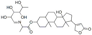 [14-hydroxy-10,13-dimethyl-17-(5-oxo-2H-furan-3-yl)-1,2,3,4,5,6,7,8,9, 11,12,15,16,17-tetradecahydrocyclopenta[a]phenanthren-3-yl] 2-(2,3,4,5 -tetrahydroxyhexylideneamino)propanoate Struktur