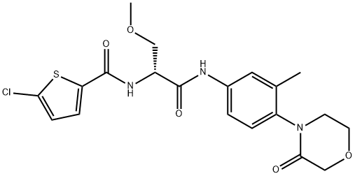 2-Thiophenecarboxamide, 5-chloro-N-[(1R)-1-(methoxymethyl)-2-[[3-methyl-4-(3-oxo-4-morpholinyl)phenyl]amino]-2-oxoethyl]- Struktur