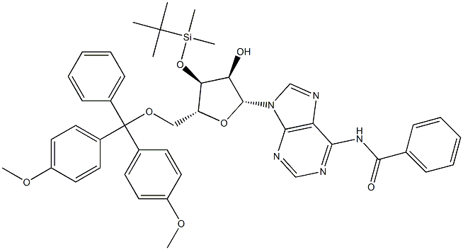 N6-benzoyl-3'-O-t-butyldiMethylsilyl-5'-O-(4,4'-diMethoxytrityl)-adenosine Struktur