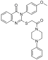 1-(((3,4-Dihydro-3-(4-methoxyphenyl)-4-oxo-2-quinazolinyl)thio)acetyl) -4-phenylpiperazine Struktur