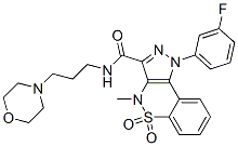 1-(m-Fluorophenyl)-1,4-dihydro-4-methyl-3-(3-morpholinopropylaminocarbonyl)pyrazolo[4,3-c][1,2]benzothiazine 5,5-dioxide Struktur