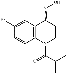 1-[(4E)-6-bromo-4-hydroxyimino-2,3-dihydroquinolin-1-yl]-2-methyl-prop an-1-one Struktur