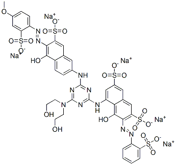 2,7-Naphthalenedisulfonic acid, 5-[[4-[bis(2-hydroxyethyl)amino]-6-[[5-hydroxy-6-[(4-methoxy-2-sulfophenyl)azo]-7-sulfo-2-naphthalenyl]amino]-1,3,5-triazin-2-yl]amino]-4-hydroxy-3-[(2-sulfophenyl)azo]-, pentasodium salt Struktur