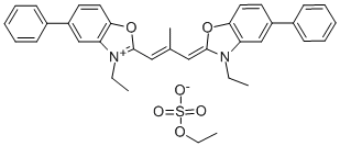 5-PHENYL-3-ETHYL-2-(2-METHYL-3-(5-PHENYL-3-ETHYL-2,3-DIHYDRO-BENZOXAZOL-2-YLIDENE)-1-PROPENYL)-BENZOXAZOLIUM ETHYLSULFATE Struktur