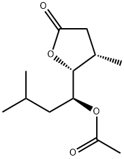 2(3H)-Furanone,5-[(1S)-1-(acetyloxy)-3-methylbutyl]dihydro-4-methyl-,(4S,5R)-(9CI) Struktur