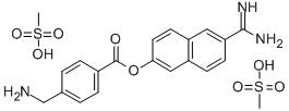 6-Amidino-2-naphthyl-4-aminomethylbenzoate dimethanesulfonate Struktur