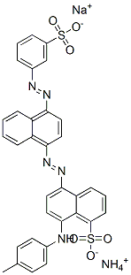 5-[[4-[(3-sulphophenyl)azo]-1-naphthyl]azo]-8-[p-tolylamino]naphthalene-1-sulphonic acid, ammonium sodium salt Struktur