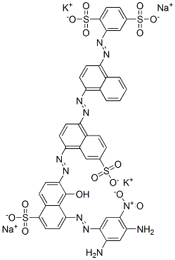 2-[[4-[[4-[[8-[(2,4-diamino-5-nitrophenyl)azo]-1-hydroxy-5-sulpho-2-naphthyl]azo]-6-sulpho-1-naphthyl]azo]-1-naphthyl]azo]benzene-1,4-disulphonic acid, potassium sodium salt  Struktur