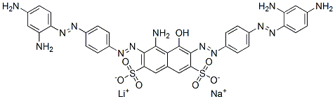 4-amino-3,6-bis[[4-[(2,4-diaminophenyl)azo]phenyl]azo]-5-hydroxynaphthalene-2,7-disulphonic acid, lithium sodium salt  Struktur