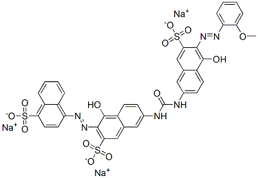 4-[[1-hydroxy-6-[[[[5-hydroxy-6-[(2-methoxyphenyl)azo]-7-sulpho-2-naphthyl]amino]carbonyl]amino]-3-sulpho-2-naphthyl]azo]naphthalene-1-sulphonic acid, sodium salt Struktur