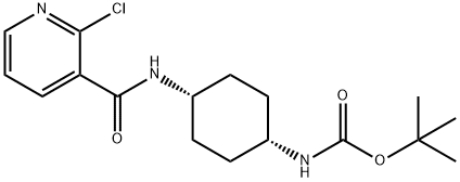 syn-{4-[(2-chloro-pyridine-3-carbonyl)-amino]-cyclohexyl}-
carbamic acid tert-butyl ester Struktur