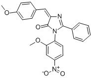 4H-Imidazol-4-one, 3,5-dihydro-3-(2-methoxy-4-nitrophenyl)-5-((4-metho xyphenyl)methylene)-2-phenyl- Struktur