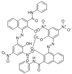 Chromate (1-), bis(3-hydroxy-4-((2-hydroxy-3,5-dinitrophenyl)azo)-N-phenyl-2-naphthalenecarboxamidato(2-)), hydrogen Struktur