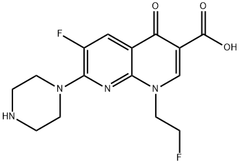 1,8-Naphthyridine-3-carboxylic acid, 1,4-dihydro-6-fluoro-1-(2-fluoroe thyl)-4-oxo-7-(1-piperazinyl)- Struktur