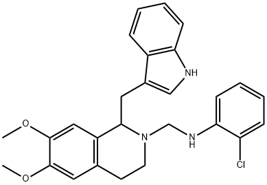 2(1H)-Isoquinolinemethanamine, 3,4-dihydro-N-(2-chlorophenyl)-6,7-dime thoxy-1-(1H-indol-3-ylmethyl)- Struktur