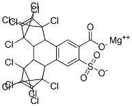 magnesium 1,2,3,4,5,6,7,8,13,13,14,14-dodecachloro-1,4,4a,4b,5,8,8a,12b-octahydro-11-sulphonato-1,4:5,8-dimethanotriphenylene-10-carboxylate Struktur