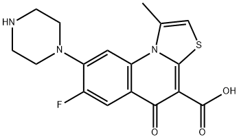 5H-Thiazolo(3,2-a)quinoline-4-carboxylic acid, 7-fluoro-1-methyl-5-oxo -8-(1-piperazinyl)-, hydrate (2:1) Struktur