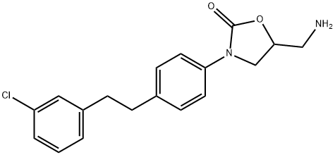 5-(aminomethyl)-3-[4-[2-(3-chlorophenyl)ethyl]phenyl]oxazolidin-2-one Struktur