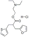 2-(diethylamino)ethyl alpha-(2-thienylmethyl)furan-2-propionate hydrochloride  Struktur