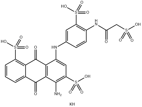 tetrapotassium 5-amino-9,10-dihydro-9,10-dioxo-8-[[3-sulphonato-4-[(sulphonatoacetyl)amino]phenyl]amino]anthracene-1,7-disulphonate Struktur