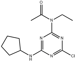 N-[4-chloro-6-(cyclopentylamino)-1,3,5-triazin-2-yl]-N-ethylacetamide Struktur