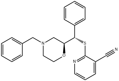 2-({(S)-phenyl [(2S)-4-(phenylmethyl)morpholin-2-yl]methyl}
thio)pyridine-3-carbonitrile Struktur