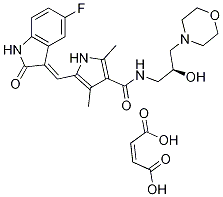 5-[(Z)-(5-Fluoro-1,2-dihydro-2-oxo-3H-indol-3-ylidene)methyl]-N-[(2S)-2-hydroxy-3-(4-morpholinyl)propyl]-2,4-dimethyl-1H-pyrrole-3-carboxamide (2Z)-2-butenedioate Structure