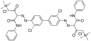 3,3'-[(3,3'-dichloro[1,1'-biphenyl]-4,4'-diyl)bis(azo)]bis[4-anilino-N,N,N-trimethyl-2,4-dioxobutylammonium] dichloride Struktur