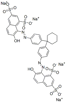 tetrasodium 8,8'-[cyclohexylidenebis(4,1-phenyleneazo)]bis[7-hydroxynaphthalene-1,3-disulphonate] Struktur