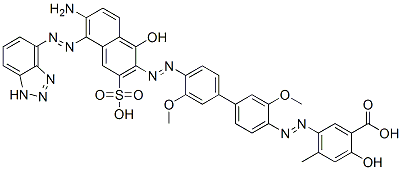 5-[[4'-[[6-amino-5-(1H-benzotriazol-4-ylazo)-1-hydroxy-3-sulpho-2-naphthyl]azo]-3,3'-dimethoxy[1,1'-biphenyl]-4-yl]azo]-2-hydroxy-4-methylbenzoic acid Struktur