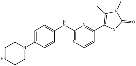 2(3H)-Thiazolone, 3,4-diMethyl-5-[2-[[4-(1-piperazinyl)phenyl]aMino]-4-pyriMidinyl]- Struktur