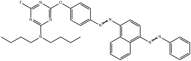 N,N-dibutyl-4-fluoro-6-[4-[[4-(phenylazo)-1-naphthyl]azo]phenoxy]-1,3,5-triazin-2-amine Struktur