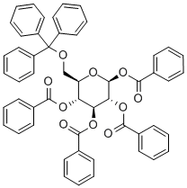 6-O-Trityl-1,2,3,4-tetra-O-benzoyl-β-D-glucopyranose Struktur